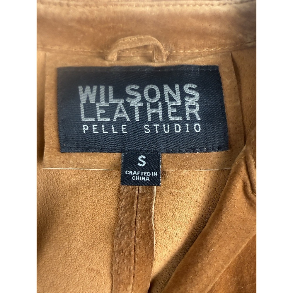 Wilsons Leather Pelle Studio Suede Duster Coat Women's S Cognac  Button Front - Picture 2 of 4